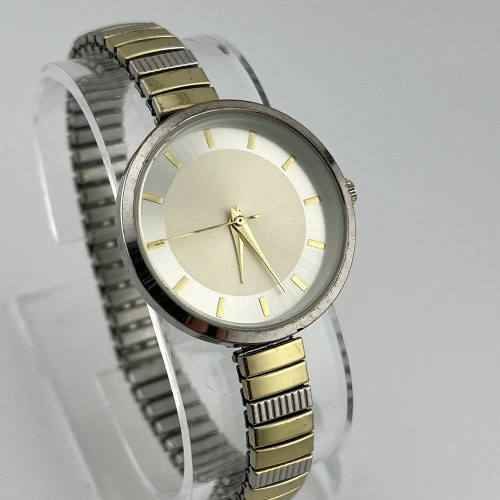 Women's‎ Two Tone 32mm Stretch Band Watch- New Battery